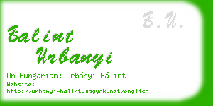 balint urbanyi business card