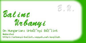 balint urbanyi business card